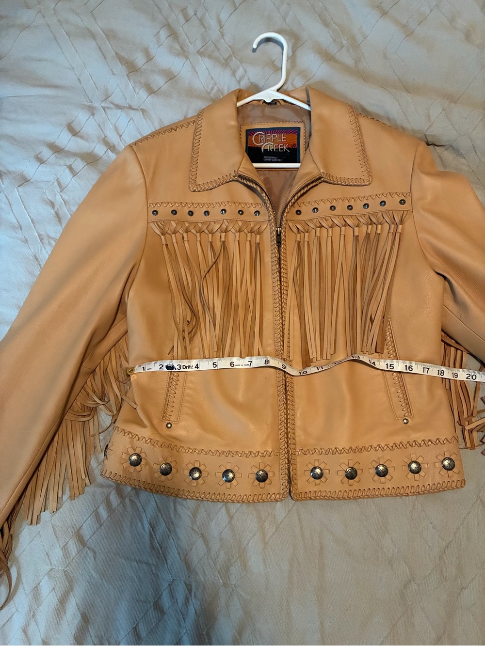 Fringed Tan Leather Jacket by CRIPPLE CREEK - Picture 6 of 7